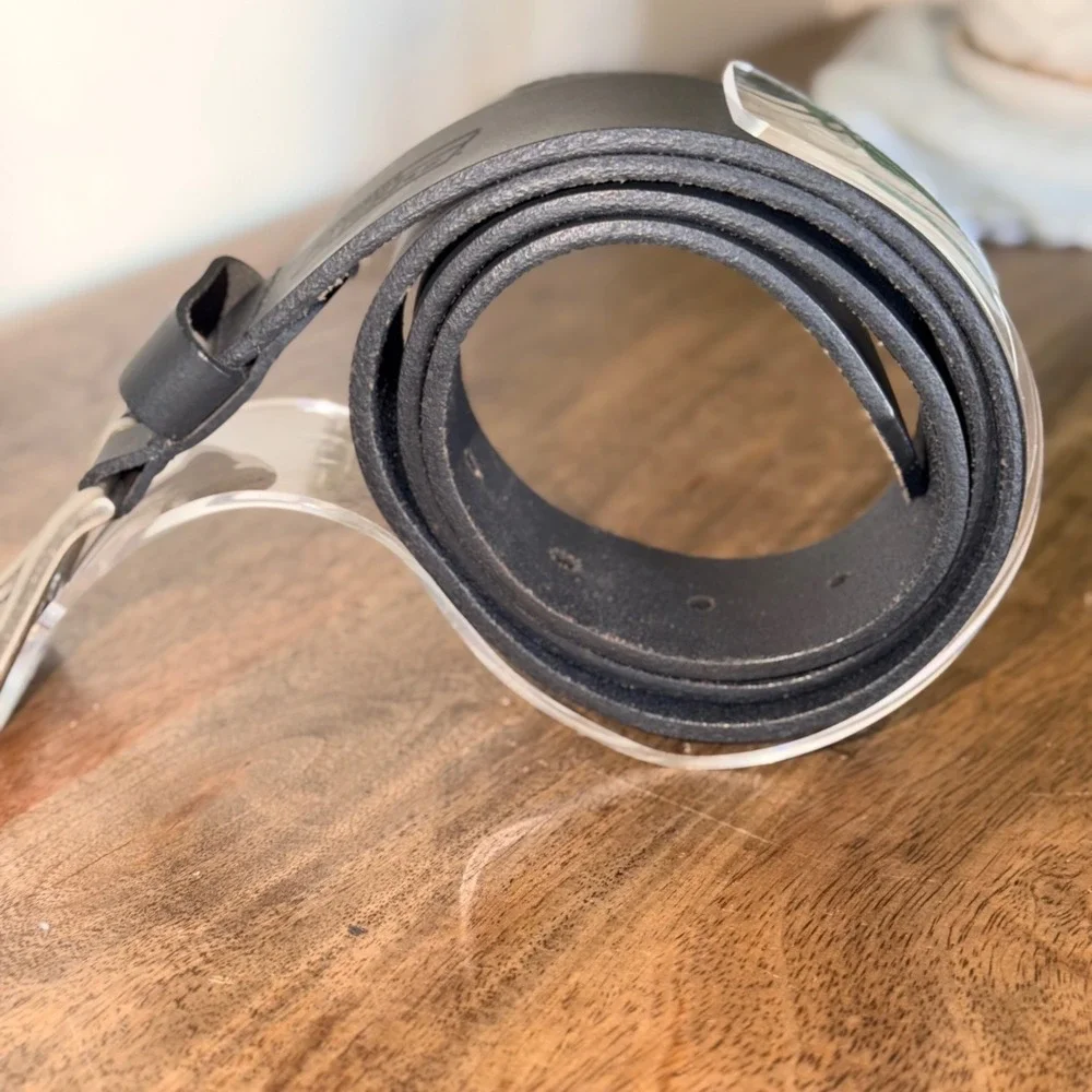 Allen Edmonds Leather Belt Mens 44 Black‎ Dress Made in USA Classic Stitch